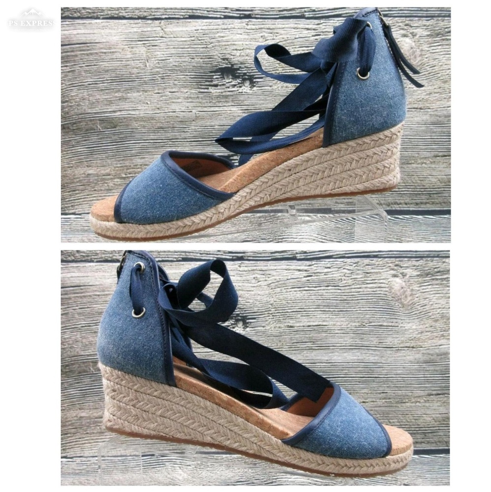 ❌SOLD Ugg Amell Wedge Denim Chambray Sandals - Picture 5 of 8